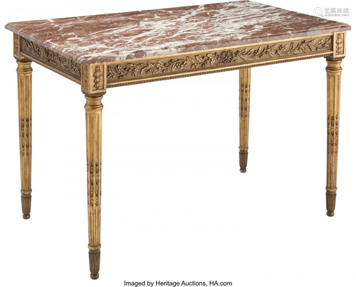 61077: A Louis XVI-Style Giltwood and Marbl…