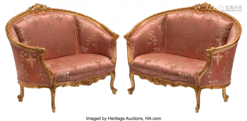 61214: A Pair of Louis XV-Style Carved Gilt …