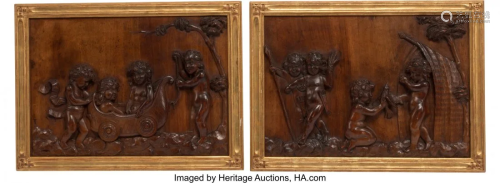 61373: A Pair of Italian Carved Hardwood …