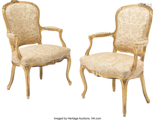 61223: A Pair of Louis XV-Style Carved Gilt…