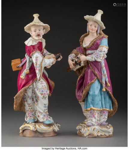 61128: A Pair of Meissen Polychrome and P…
