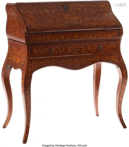 61383: A Dutch Marquetry Slant Front Desk…