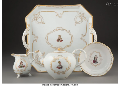 61111: A Four-Piece Meissen Painted and…