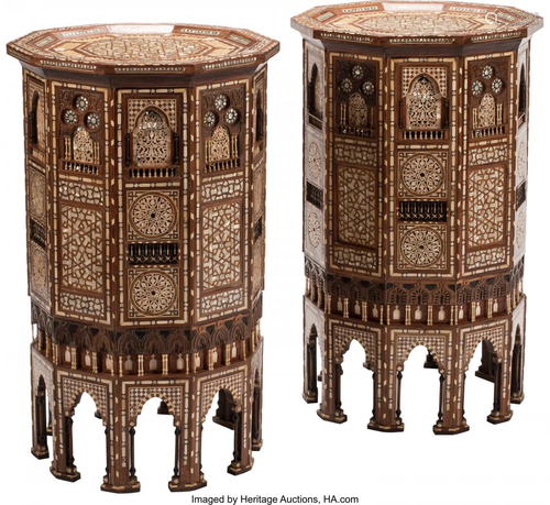 61390: A Pair of Large Moorish Inlaid Occa…