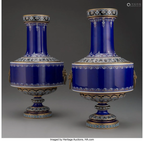61092: A Pair of Sèvres Enameled and Parti…