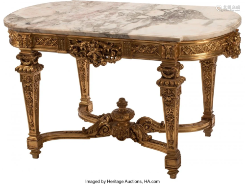 61191: A French Louis XV-Style Gilt Carved …