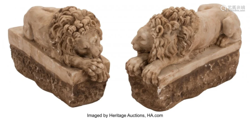 61040: A Pair of Italian Carved Marble Rec…