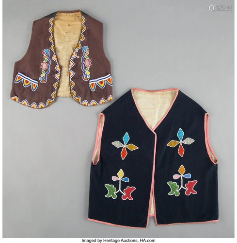 70570: Two Prairie Beaded Cloth Vests c. 191…