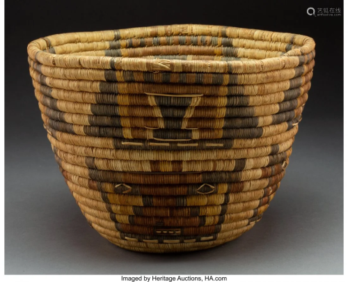 70107: A Hopi Bundle Coiled Basket c. 1…