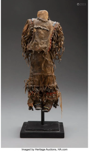 70121: An Apache Beaded Hide Female Doll …