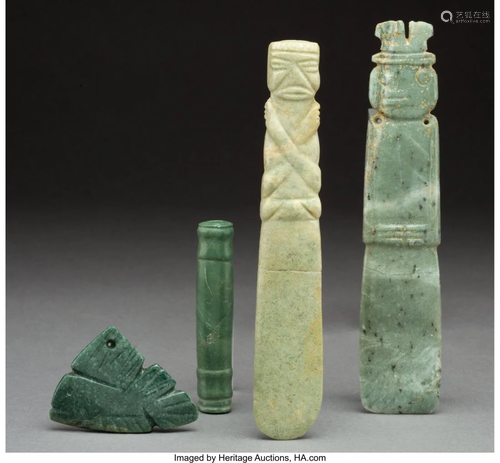 70612: Four Costa Rica Jade Items including t…