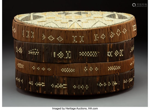 70598: A Micmac Quilled Birchbark Box Len…