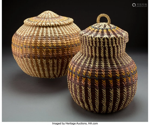 70599: Two Coushatta Lidded Jars Eliss…