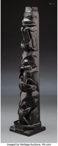 70242: A Haida Carved Argillite Model Tot…