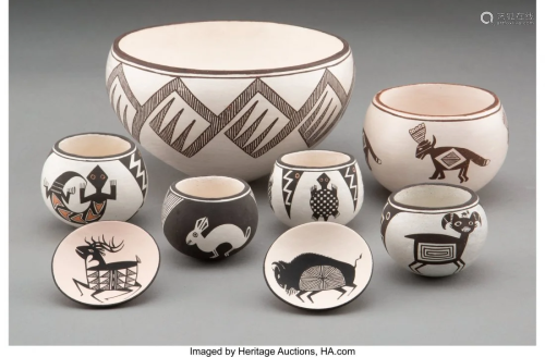 70549: Eight Acoma Pottery Items Diam…