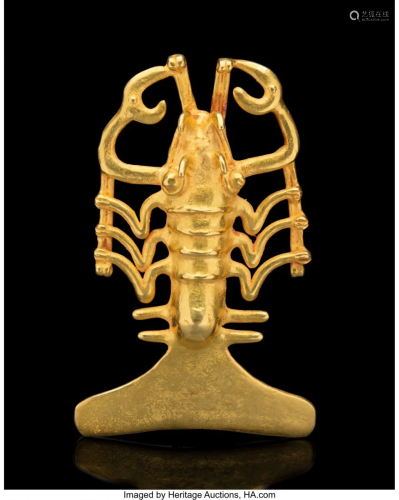 70458: A Diquis Gold Lobster Pendant Cost…