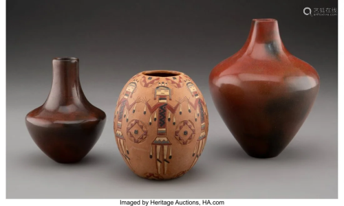 70551: Three Navajo Pottery Jars the po…