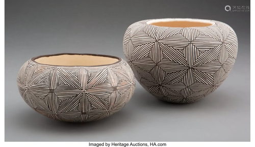 70553: Two Acoma Black-On-White Jars c. 19…