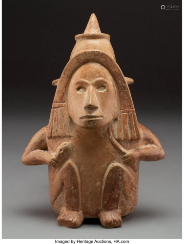 70631: A Colima Seated Figure Wearing Poi…