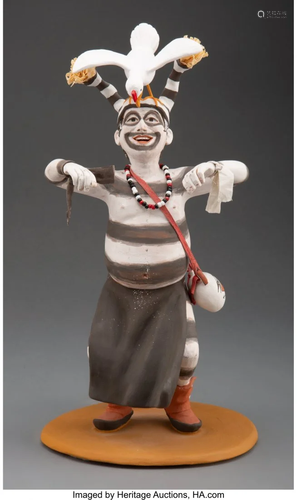 70509: A Jemez Koshare Pottery Figure Joe …