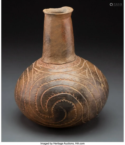 70677: A Caddoan Incised Vase Height: 7 inches