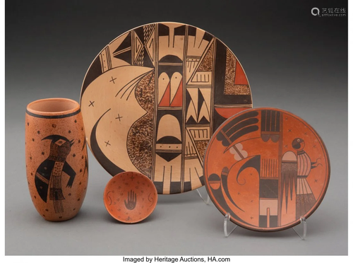 70542: Four Hopi Pottery Items including a s…