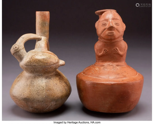 70655: Two Moche Stirrup Spout Vessels one …