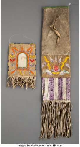 70180: Two Sioux Quilled Hide Items c. 189…
