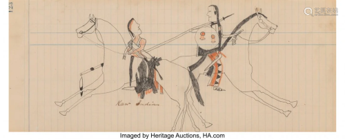 70146: A Southern Cheyenne Ledger Drawing…