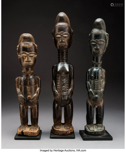 70505: Three Baule Figures Ivory Coast, early …