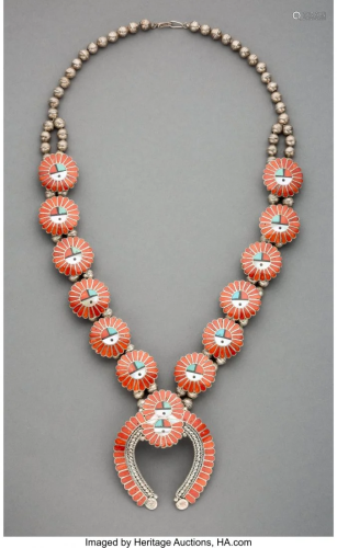 70056: A Zuni Squash Blossom Necklace …