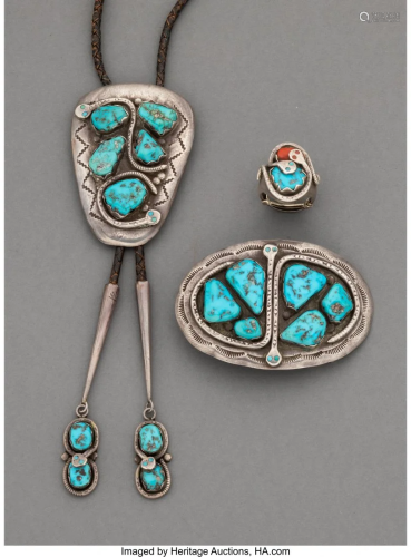 70317: Three Zuni Jewelry Items, Effie Calava…