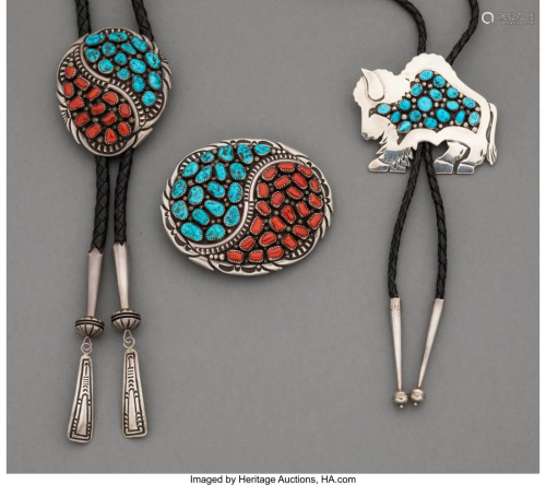 70318: Three Navajo Jewelry Items c. 1…