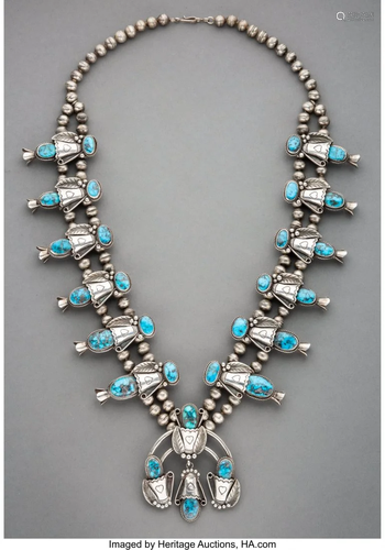 70327: A Navajo Squash Blossom Necklace …