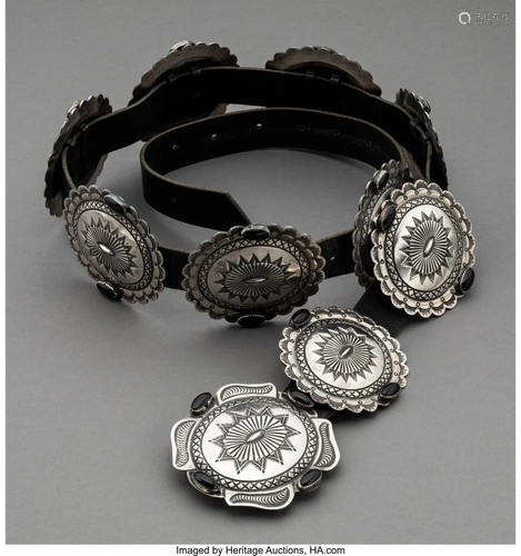 70336: A Navajo Silver Concho Belt, Kirk Si…