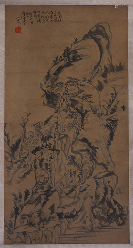 CHINESE SCROLL PAINTING OF MOUNTAIN…