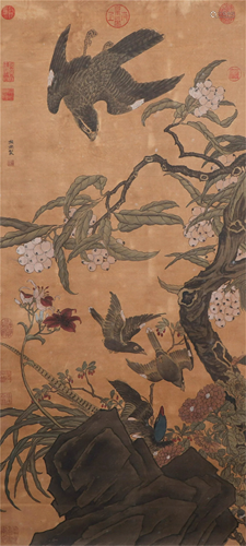 CHINESE SCROLL PAINTING OF BIRD AND F…