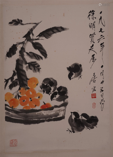 CHINESE SCROLL PAINTING OF CHICK AN…