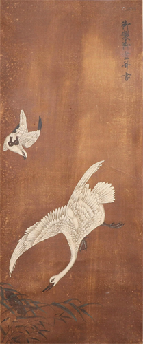 CHINESE SCROLL PAINTING OF TWO WILD …