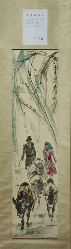 CHINESE SCROLL PAINTING OF PEOPLE WIT…