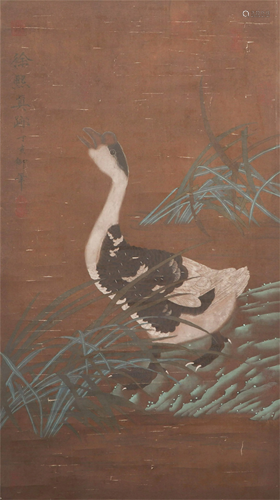 CHINESE SCROLL PAINTING OF GOOSE BY …