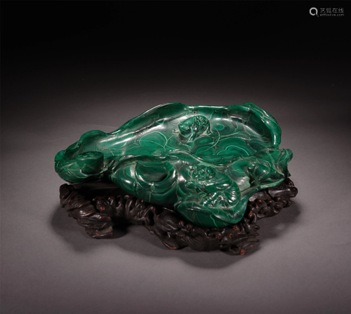 CHINESE MALACHITE LOTUS BRUSH…