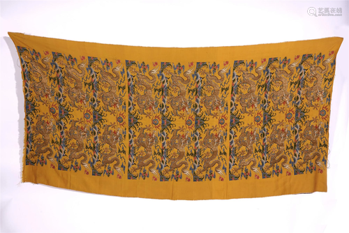 LARGE CHINESE YELLOW EMBROIDERY DR…