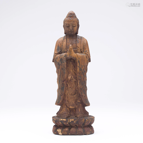 CHINESE WOOD STANDING GUANYIN