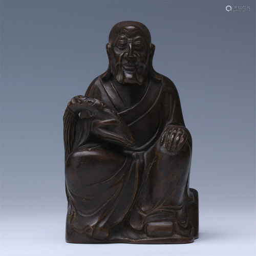 CHINESE BRONZE SEATED TAOIST GOD