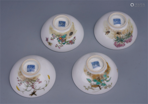 FOUR CHINESE PORCELAIN FAMILLE ROSE…