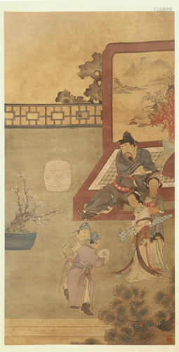 CHINESE SCROLL PAINTING OF SEATED MA…