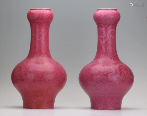 PAIR OF CHINESE PORCELAIN RED GLAZE D…