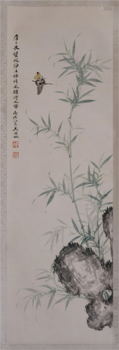 CHINESE SCROLL PAINTING OF BUTTERFLY …