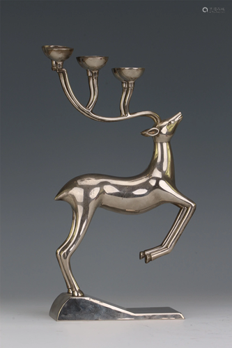 CHINESE BRONZE DEER CANDLE HOLDER